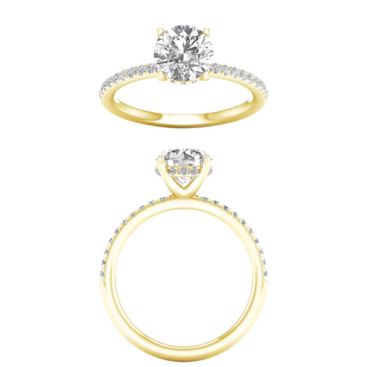 Maharaja Collection Round Diamond Engagement Ring with LAB GROWN Accents in 14K Yellow Gold (2.25ctw)