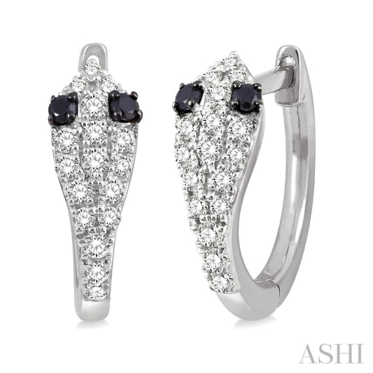 Maharaja Collection Snake Petite Black Diamond Huggie Earrings in 14K White Gold (0.25tdw)