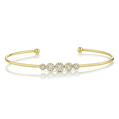 Maharaja Collection Round Diamond Bangle Bracelet in 14K Yellow Gold (0.37ctw)