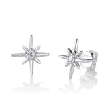 Maharaja Collection Diamond North Star Stud Earring in 14K White Gold (0.07ct)
