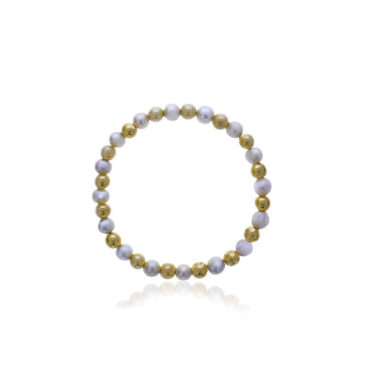 Maharaja Collection 6mm Gold Filled Beads and 6mm Pearl Bracelet in Gold Filled