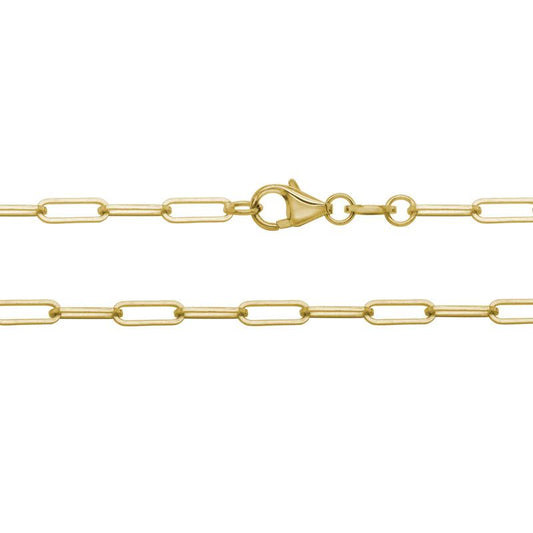 Maharaja Collection Paper Clip Chain Necklace in 14K Yellow Gold (6.4mm x 2mm)