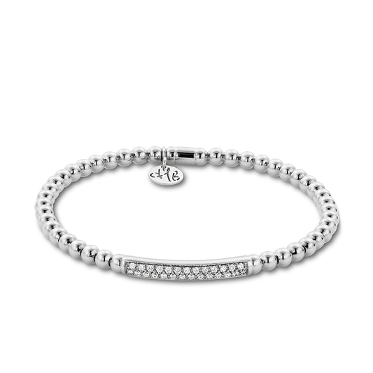 Maharaja Collection Round Diamond Tresore Stretch Bracelet in 18K White Gold (0.14ctw)