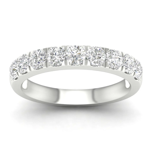 Maharaja Collection 9 Stone Wedding Band in 14K White Gold (1ctw)