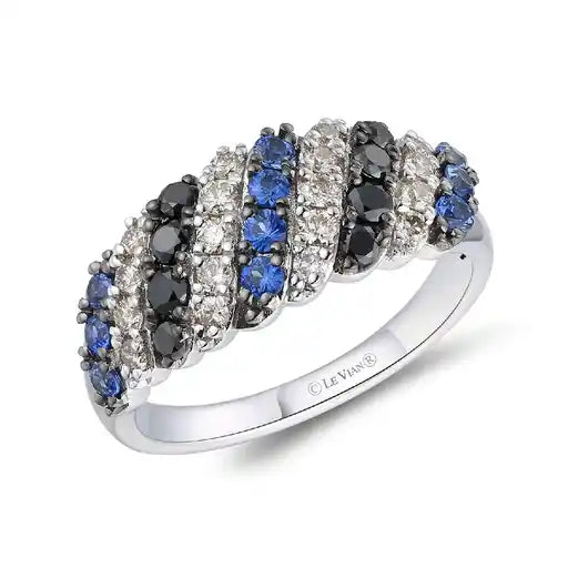 Maharaja Collection Sapphire and Diamond Pavé Ring in 14K White Gold (1.02ctw)