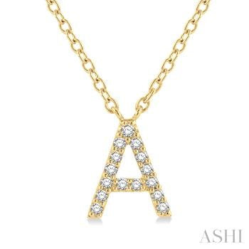 Maharaja Collection Block 'A' Initial Diamond Pendant with 0.05ctw Diamonds in 14K Yellow Gold (0.05ctw)