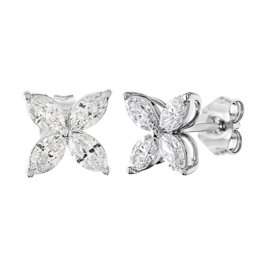 Maharaja Collection Marquise Diamond Stud Earrings in 14K White Gold (0.50tdw)
