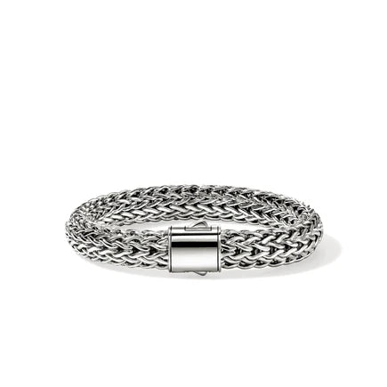 Icon Silver Large Bracelet with Pusher Clasp, Size UXL