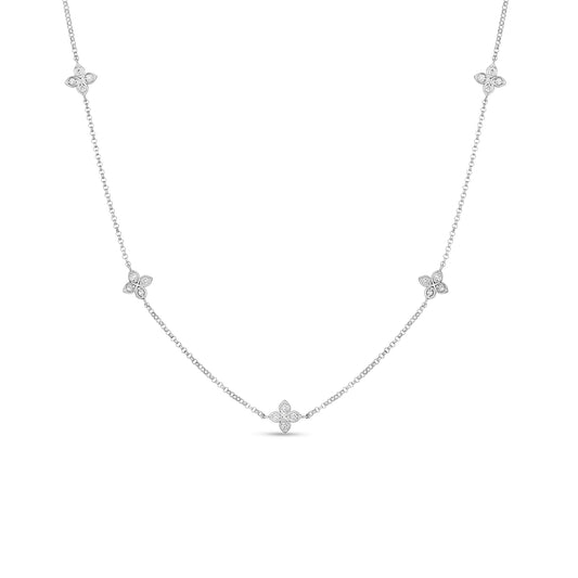 Maharaja Collection Love in Verona 5 Station Diamond Necklace in 18K White Gold (0.22tdw)