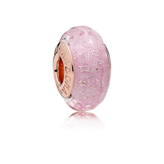 Maharaja Collection Pink Glitter Glass Earrings in Silver