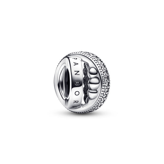 Maharaja Collection Logo Pav� & Beads Charm in Sterling Silver