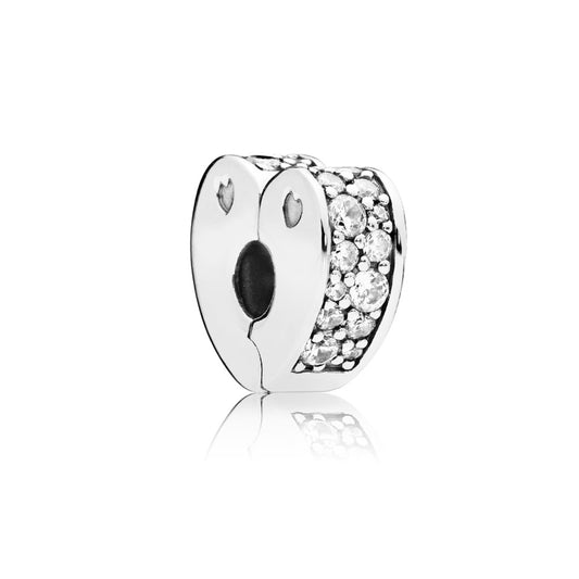 Maharaja Collection Heart Clip Charm Bracelet in Pave Clear
