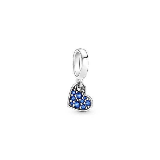 Maharaja Collection Heart Dangle Charm in Blue Pave (Semi-Mount)