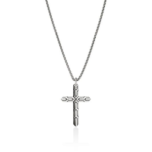 Icon, Cross Pendant on 2.7mm Box Chain Necklace, Size 22