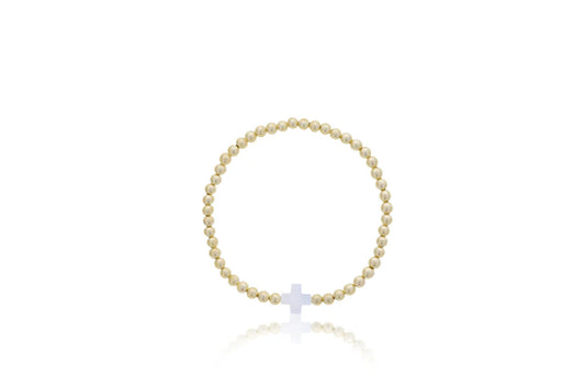 Maharaja Collection Mother of Pearl Cross Connector Beaded Bracelet in Gold Filled