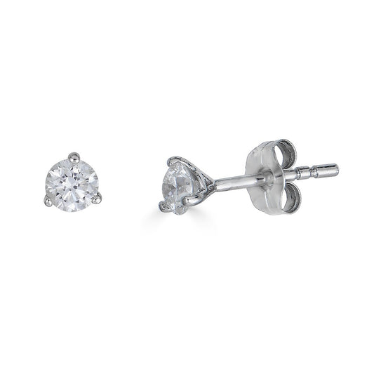 Maharaja Collection Three Prong Round Diamond Stud Earrings in 14K White Gold (0.33ctw)