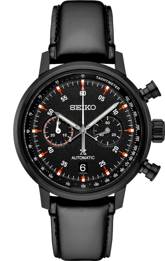 Seiko 42mm Black Prospex SS Luxe Speedtimer Limited Edition Watch