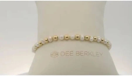 Maharaja Collection Smooth Pearl with Alternating Gold Filled Beads Bracelet in Gold Filled