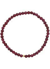 Maharaja Collection Faceted Garnet Beaded Stretch Bracelet with Gold Filled Finishing Bead