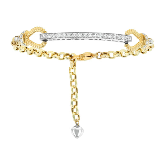 Maharaja Collection Round Diamond Two Tone Bracelet in 14K White and Yellow Gold (1.00ctw)