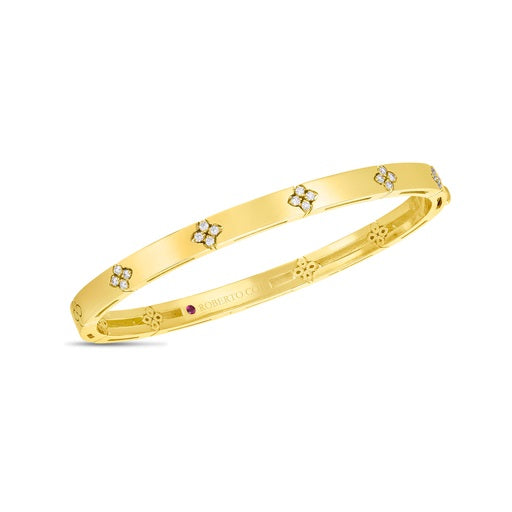 Maharaja Collection Love in Verona Round Diamond Bangle Bracelet in 18K Yellow Gold (0.15ctw)