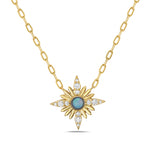 Maharaja Collection Round Diamond and Opal Necklace in 14K Yellow Gold (0.24ctw)