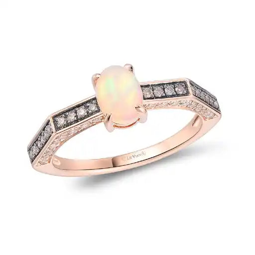 Maharaja Collection Opal and Diamond Decorative Ring in 14K Rose Gold (0.92ctw)