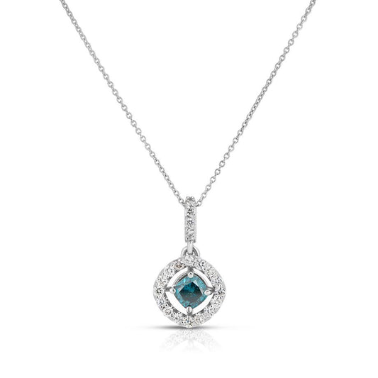 Maharaja Collection Fancy Color Enhanced Diamond Pendant Necklace in 14K White Gold (1.2ctw)