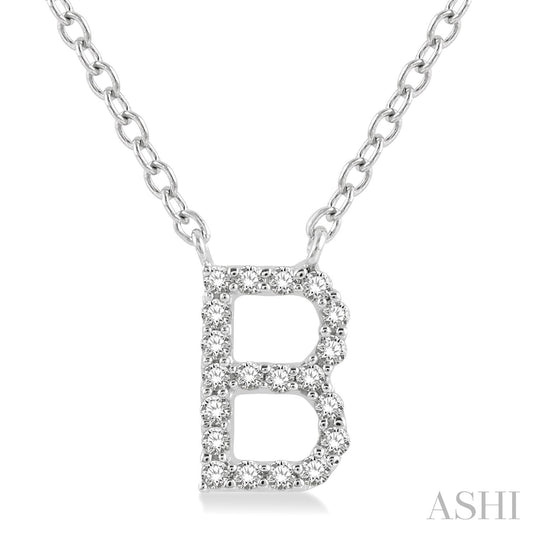 Maharaja Collection 'B' Initial Diamond Pendant in 14K White Gold (0.06ctw)