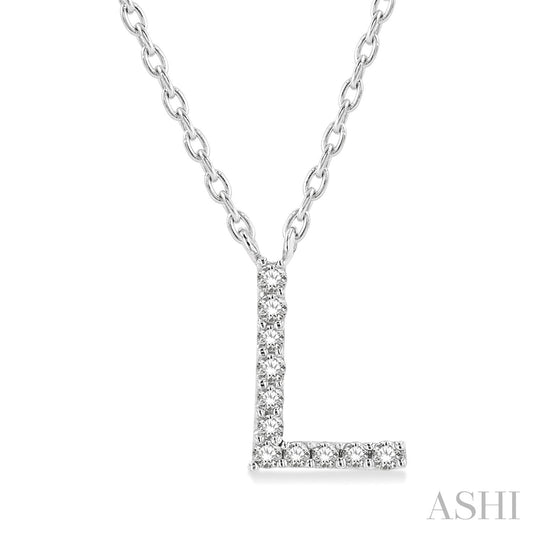 Maharaja Collection L Initial Diamond Pendant in 14K White Gold (0.05ct)