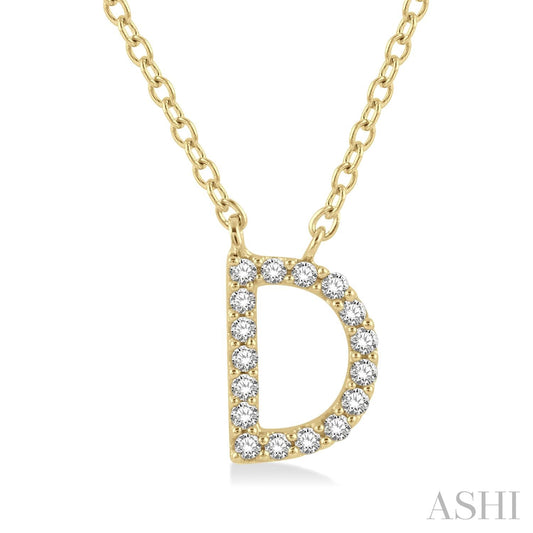 Maharaja Collection 'D' Initial Diamond Pendant in 14K White Gold (0.05ct)