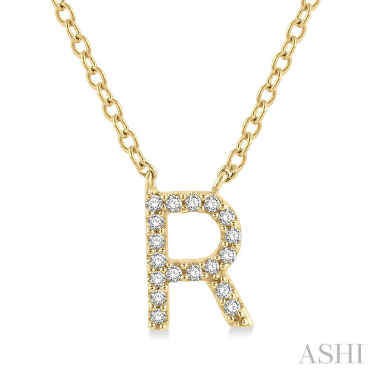 Maharaja Collection 'R' Initial Diamond Pendant (0.05ct) in 14K White Gold