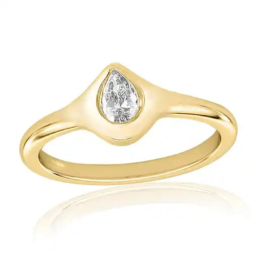 Maharaja Collection Round Diamond Bezel Ring in 14K Yellow Gold (0.25ctw)