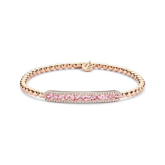 Maharaja Collection Round Cut Sapphire and Diamond Stretch Bracelet in 18K Rose Gold (1.16ct)