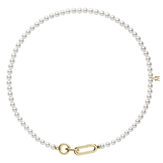 Mikimoto M Code AKOYA Cultured Pearl Necklace with an 18Kt Yellow Gold Clasp. AKOYA select 5.5x5mm. 16"