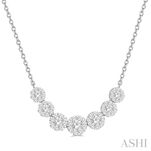 Maharaja Collection Round Diamond Pendant Necklace in 14K White Gold (0.75ct)
