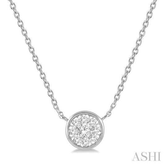 Maharaja Collection Round Lovebright Essential Diamond Pendant in 14K White Gold (0.15ct)