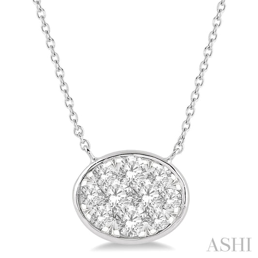 Maharaja Collection Oval Lovebright Diamond Necklace (0.50tcw) in 14K White Gold