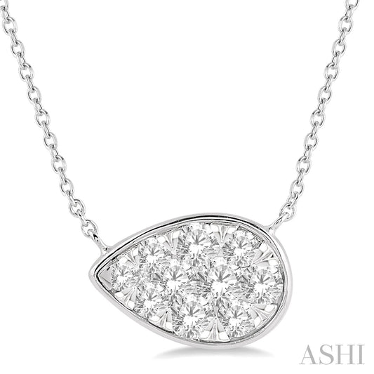Maharaja Collection Pear Shaped Diamond Necklace in 14K White Gold (0.75tdw)