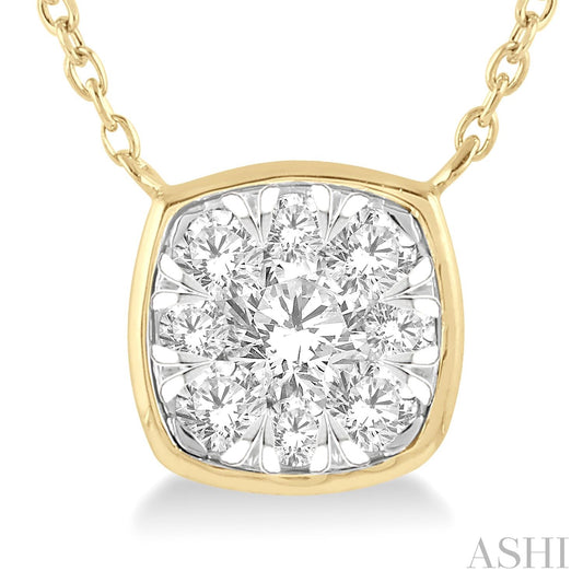 Maharaja Collection Cushion Lovebright Diamond Essential Necklace (0.75tcw) in 14K White Gold