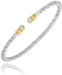 Maharaja Collection Round Diamond Open Bracelet in Sterling Silver & 14K Yellow Gold (0.06ctw)
