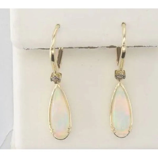 Maharaja Collection Neopolitan Opal and Diamond Earrings in 14K Yellow Gold (2.26ct)