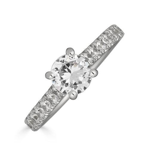 Maharaja Collection Round Diamond Solitaire Engagement Ring in 14K White Gold (1.20ctw)