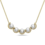 Maharaja Collection Round Diamond and Water Pearl Pendant Necklace in 14K Yellow Gold (0.90ctw)