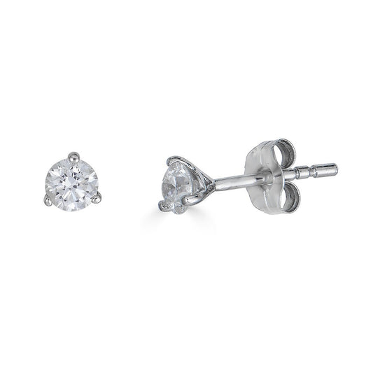 Maharaja Collection Three Prong Round Diamond Stud Earrings in 14K White Gold (0.40ctw)