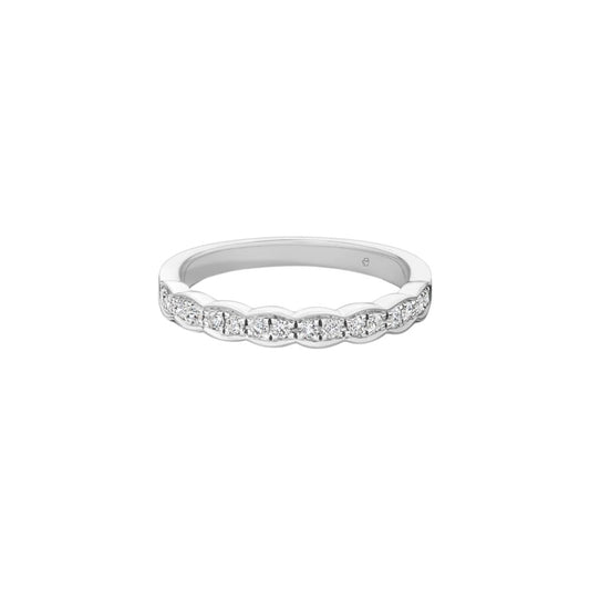 Maharaja Collection Lorelei Floral Diamond Band with 0.22ctw Diamonds in 18K White Gold (0.22ctw)