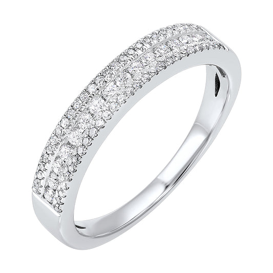 Maharaja Collection Classic Book 3 Row Diamond Fashion Ring in 14K White Gold (0.25ctw)
