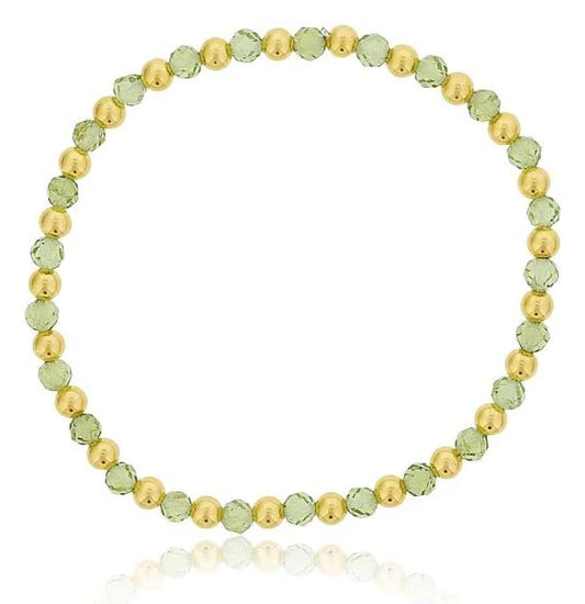 Maharaja Collection Round Peridot and Gold Filled Beads Bracelet in Gold Filled