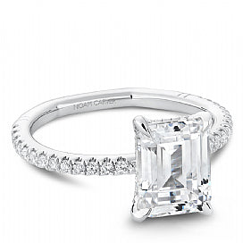 Maharaja Collection Atelier Solitaire Emerald Cut Semi-Mount Engagement Ring in 14K White Gold (0.26ct)