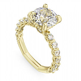 Maharaja Collection Round Diamond Solitaire Semi-Mount Engagement Ring in 18K Yellow Gold (0.68ct)